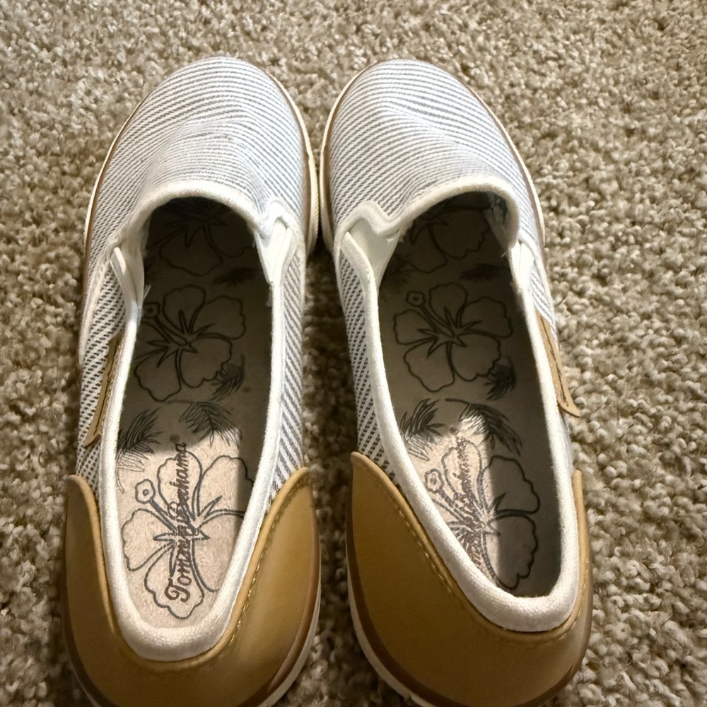Tommy Bahama Blue and White Striped Casual Slip-Ons - Picture 5 of 5